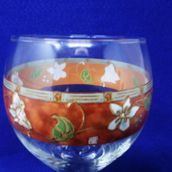 Water Wine Beverage Goblet by Pfaltzgraff "Mission Flower" Pattern Set of 2 - Picture 6 of 6